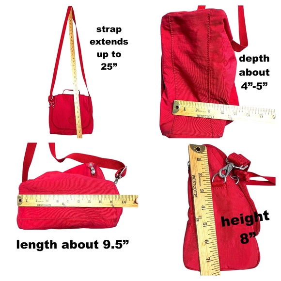 bag lunch KIPLING red nylon 8x9x5 crossbody adjustable strap insulated - Picture 12 of 13